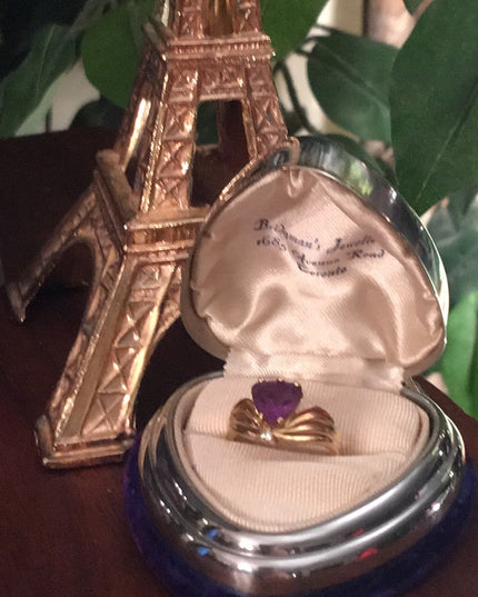 10k Gold Trillion cut Amethyst & Diamond ring