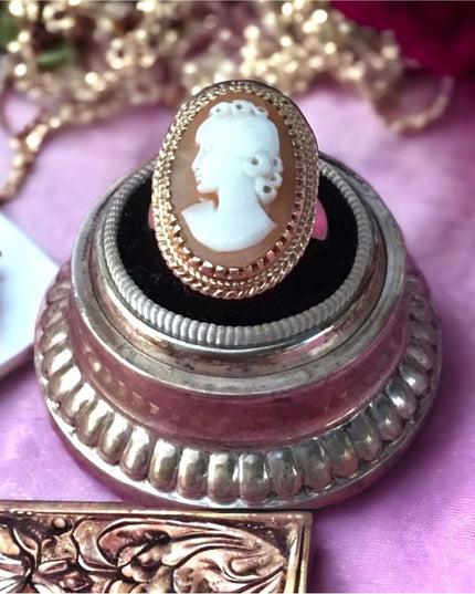 10k gold Shell Cameo ring vintage 1960s w/ appraisal
