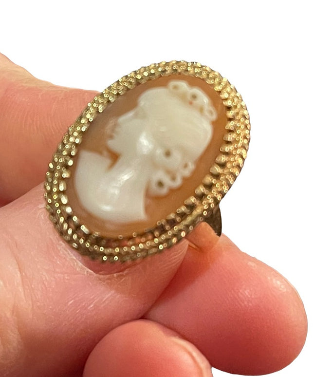 10k gold Shell Cameo ring vintage 1960s w/ appraisal