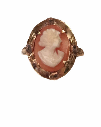 Victorian 10k gold shell cameo ring antique