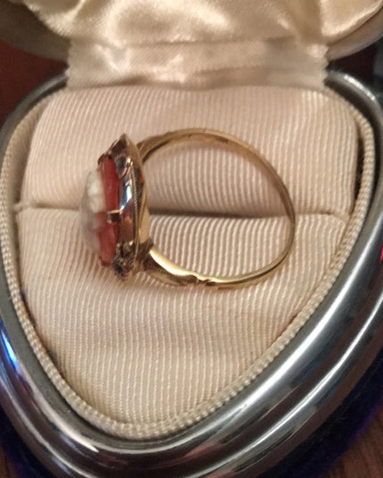 Victorian 10k gold shell cameo ring antique
