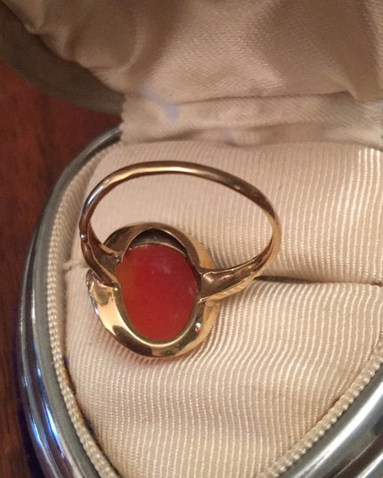Victorian 10k gold shell cameo ring antique