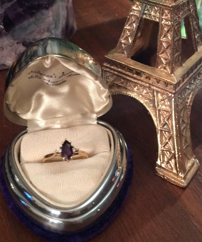 14k Diamond & Amethyst ring