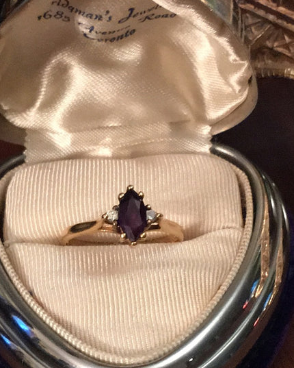 14k Diamond & Amethyst ring