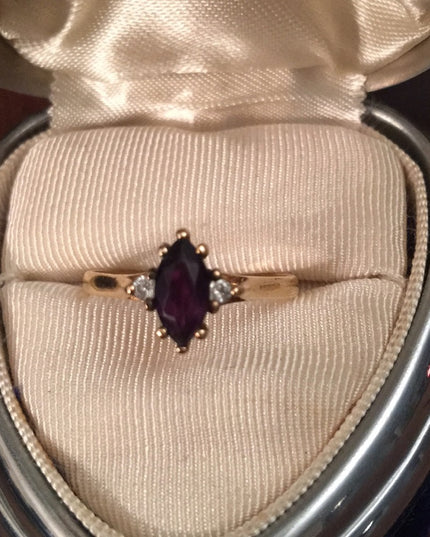 14k Diamond & Amethyst ring