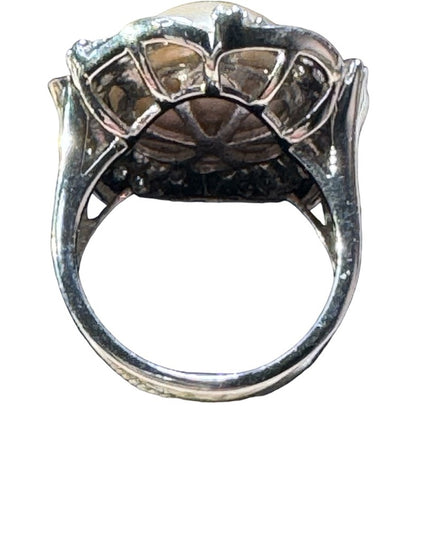 Stunning Lucas Lameth sterling silver pearl CZ stament ring