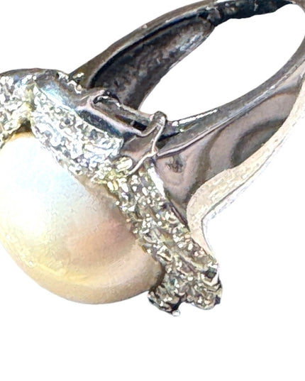 Stunning Lucas Lameth sterling silver pearl CZ stament ring