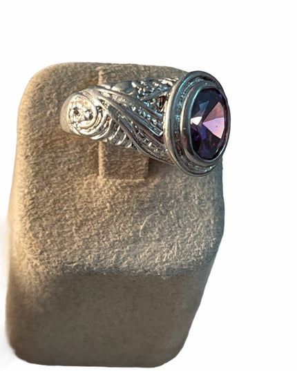 Sterling silver 925 amethyst ornate design ring