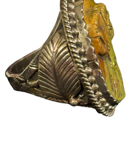 Francisco Gomez Handmade Sterling Silver Carved Turquoise RAM ring Nativ…