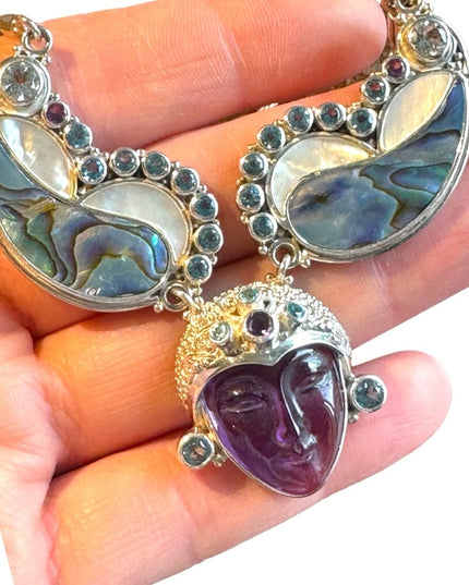 RARE Sajen 925 sterling silver 925 Gemstone fancy goddess necklace