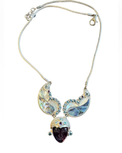 RARE Sajen 925 sterling silver 925 Gemstone fancy goddess necklace