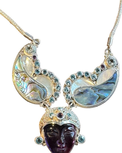 RARE Sajen 925 sterling silver 925 Gemstone fancy goddess necklace