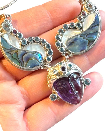 RARE Sajen 925 sterling silver 925 Gemstone fancy goddess necklace