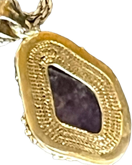Antique Chinese Export gold wash sterling silver filagree amethyst pendant RARE