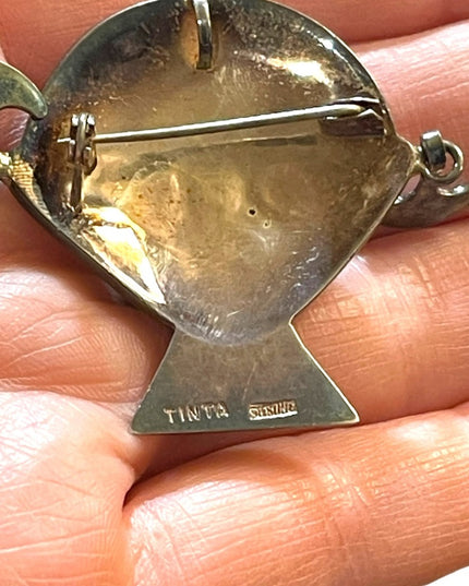 Vintage Bust Artwork Sterling silver Brooch Joaquin Taller Tinta Ecuador, 1950s
