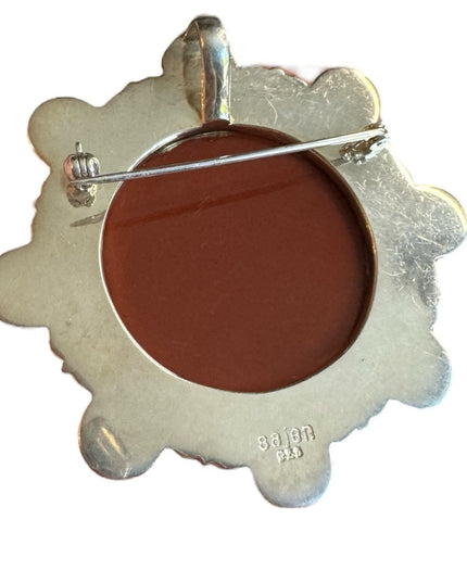 Sajen sterling silver 925 Bali designer goddess brooch pendant pearl jasper
