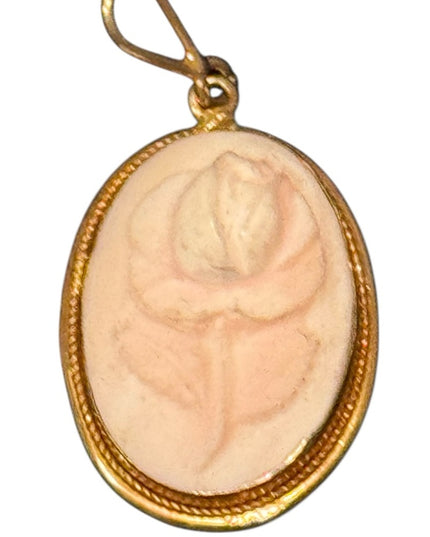Vintage Sterling Silver 925 Rose Carved Cameo Pendant