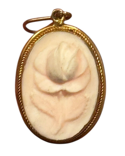 Vintage Sterling Silver 925 Rose Carved Cameo Pendant