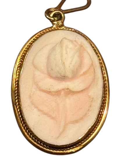 Vintage Sterling Silver 925 Rose Carved Cameo Pendant