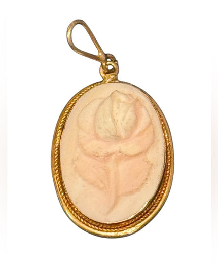 Vintage Sterling Silver 925 Rose Carved Cameo Pendant
