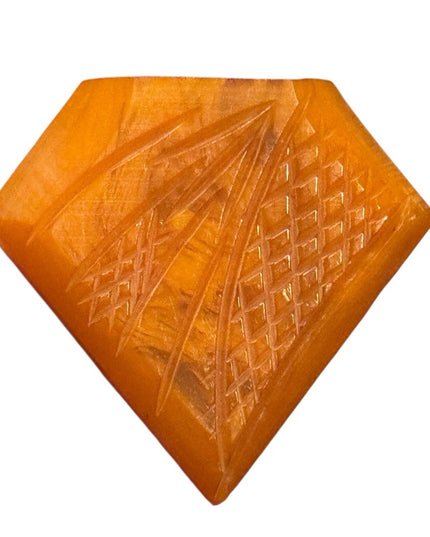 Antique Carved Bakelite Carved Brooch Orange 1930s