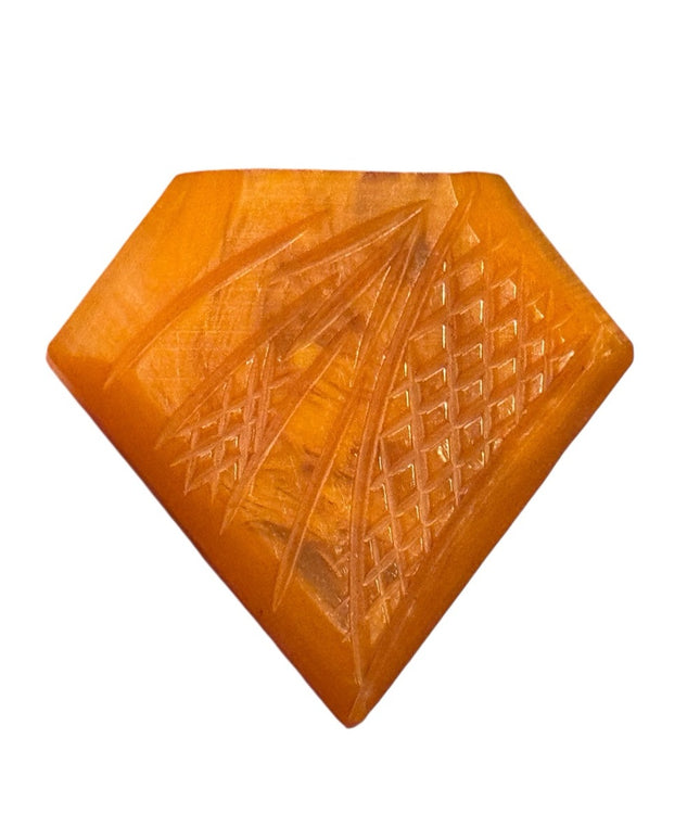 Antique Carved Bakelite Carved Brooch Orange 1930s