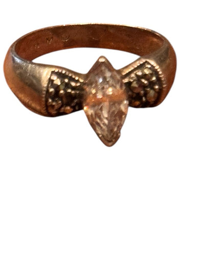 Elegant Vintage Sterling Silver 925 Marquise Fancy CZ Ring