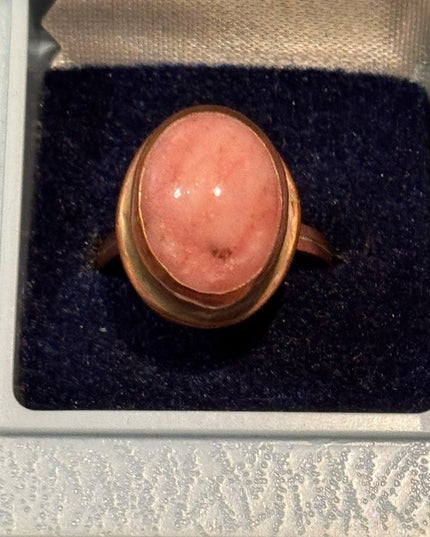 Elegant Vintagr Rose Copper Bell Trading Post Rhodonite Pink Stone Ring