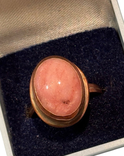 Elegant Vintagr Rose Copper Bell Trading Post Rhodonite Pink Stone Ring