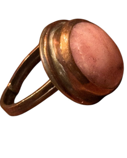 Elegant Vintagr Rose Copper Bell Trading Post Rhodonite Pink Stone Ring