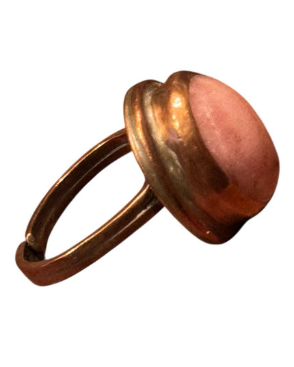 Elegant Vintagr Rose Copper Bell Trading Post Rhodonite Pink Stone Ring