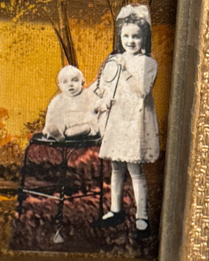 Vintage Painting Mixed Media Surreal Collage “Out of Time”
