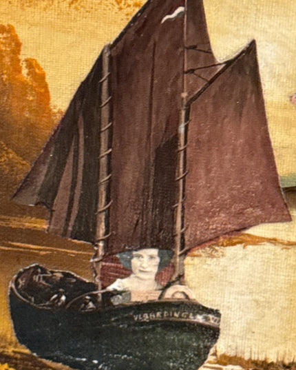 Vintage Painting Mixed Media Surreal Collage “Out of Time”