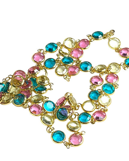 Retired 1990 Swarovski crystal Authentic (Swan) Pastel chicklet necklace gold pl