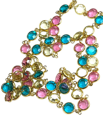 Retired 1990 Swarovski crystal Authentic (Swan) Pastel chicklet necklace gold pl