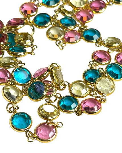 Retired 1990 Swarovski crystal Authentic (Swan) Pastel chicklet necklace gold pl