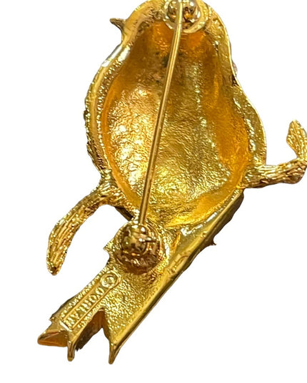 - Vintage 1980s Birds of Paradise Enameled Crystal Bird brooch