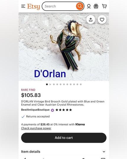 - Vintage 1980s Birds of Paradise Enameled Crystal Bird brooch