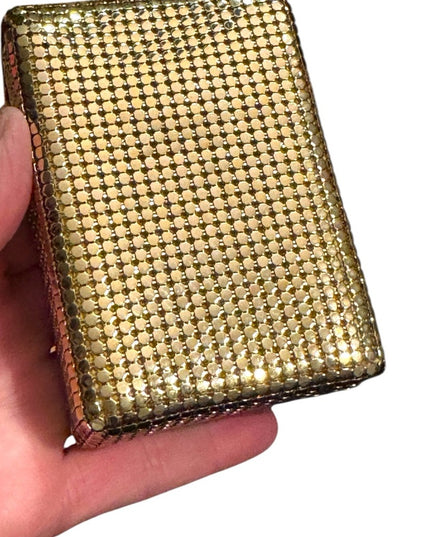 Vintage “Sterling  Mesh”Metal Mesh Gold Chainmail Lipstick Cigarette Case 1950s