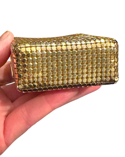 Vintage “Sterling  Mesh”Metal Mesh Gold Chainmail Lipstick Cigarette Case 1950s