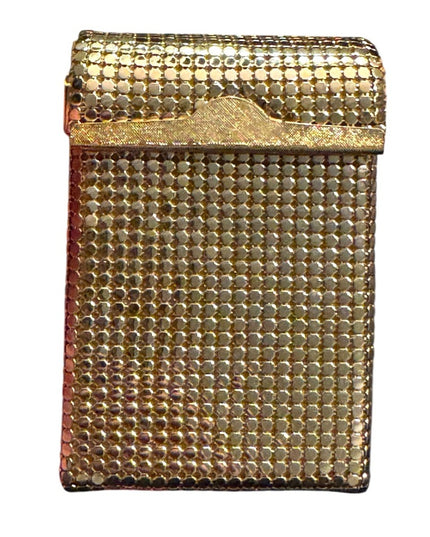 Vintage “Sterling  Mesh”Metal Mesh Gold Chainmail Lipstick Cigarette Case 1950s