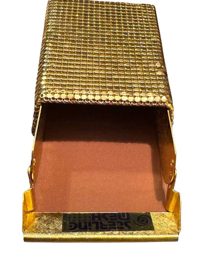 Vintage “Sterling  Mesh”Metal Mesh Gold Chainmail Lipstick Cigarette Case 1950s