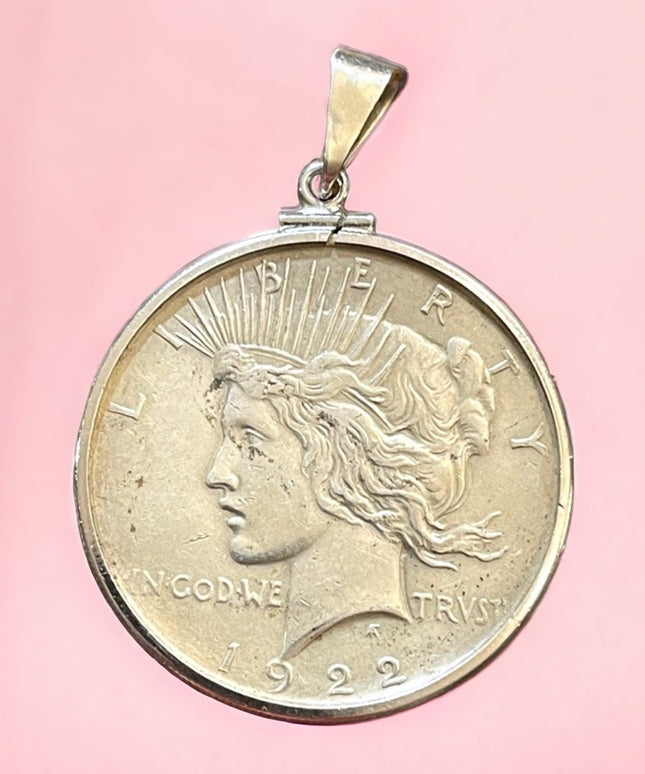 US Bald Eagle 1922 America Silver Liberty peace Dollar Silver Coin pendant