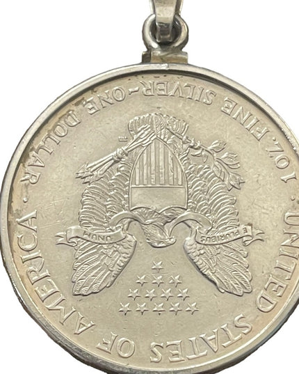 Coin Pendant 2000 1oz Fine Silver American Silver Eagle Dollar Sterling Pendant