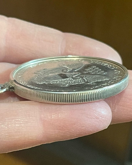 Coin Pendant 2000 1oz Fine Silver American Silver Eagle Dollar Sterling Pendant