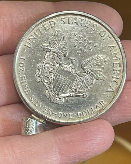 Coin Pendant 2000 1oz Fine Silver American Silver Eagle Dollar Sterling Pendant
