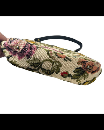 Vintage flower carpet bag hobo 1960s tapestry purse
