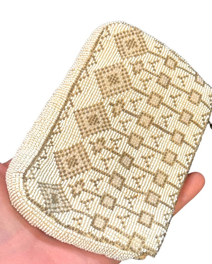 Antique Micro bead fancy geometric design wallet art deco