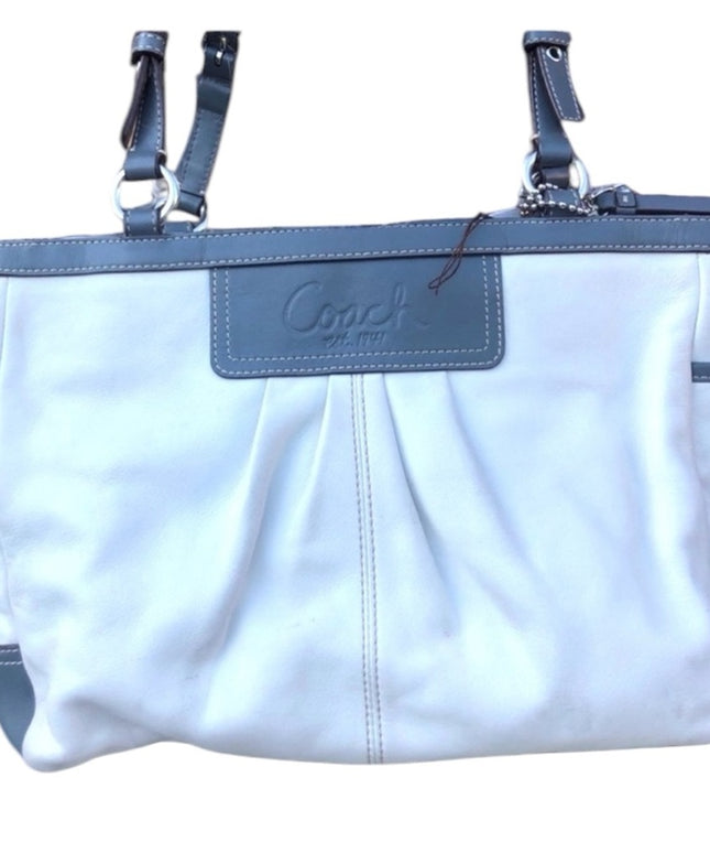 - Large F13759 Coach Leather bag shoulder white purse