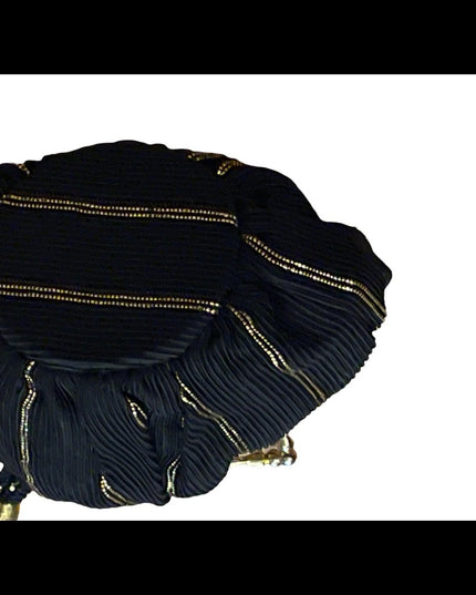 Antique gold & black fabric sateen Wristlet change purse 1800s-1900s